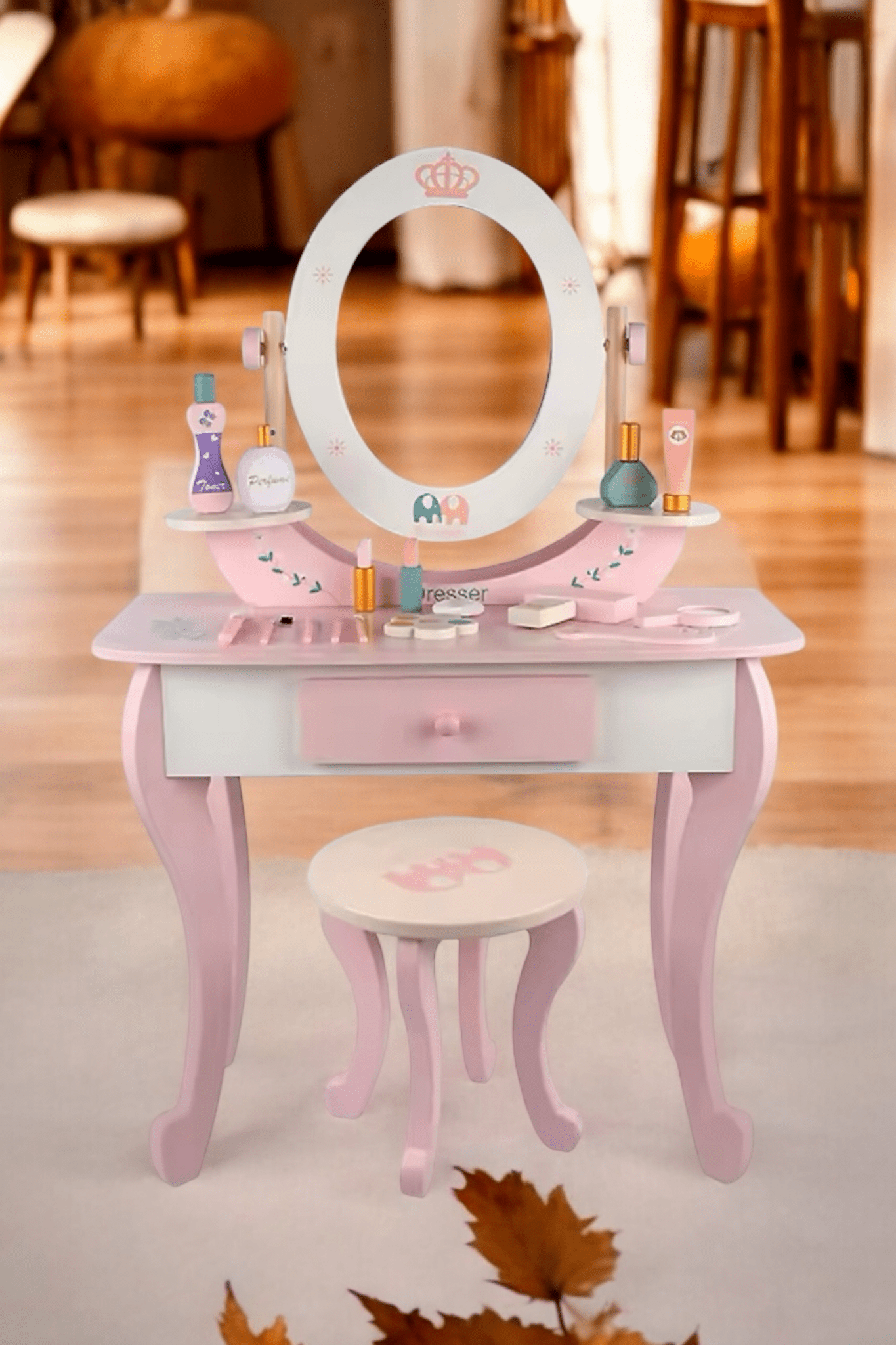 Wooden Pink Dresser, Simulation dresser mirror girl birthday gift