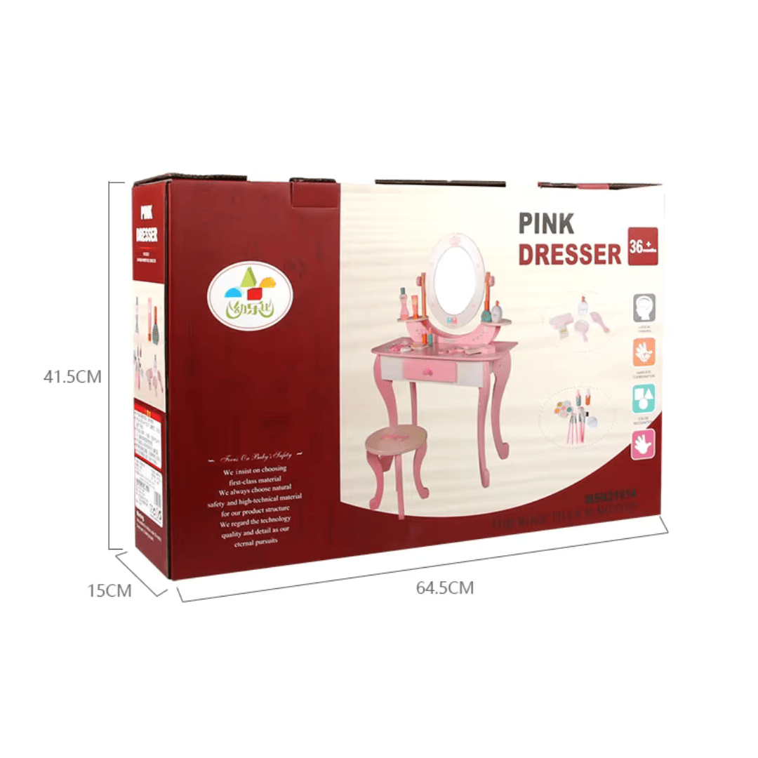 Wooden Pink Dresser, Simulation dresser mirror girl birthday gift