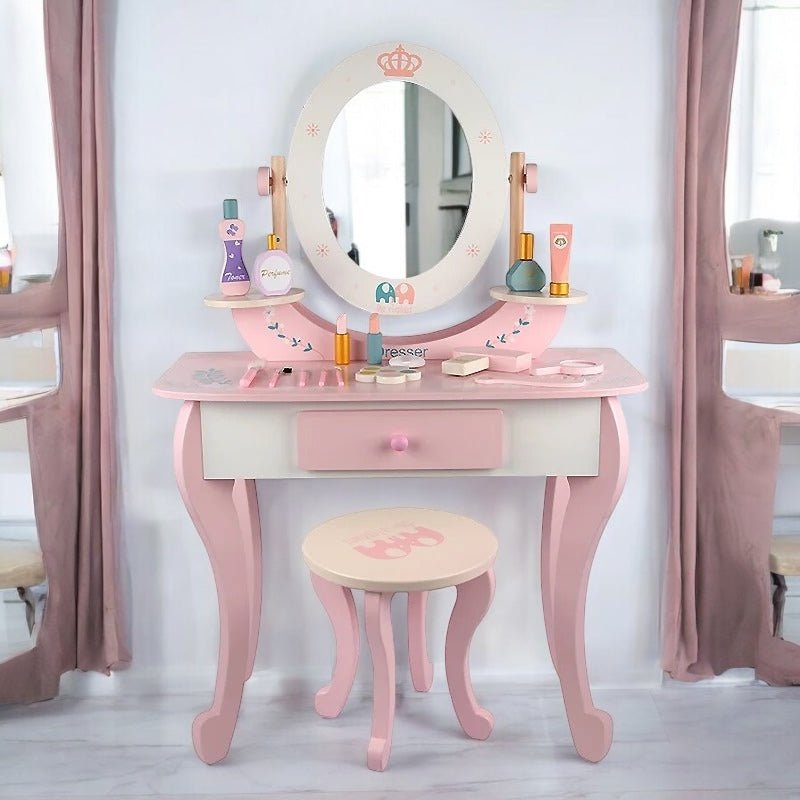 Wooden Pink Dresser, Simulation dresser mirror girl birthday gift