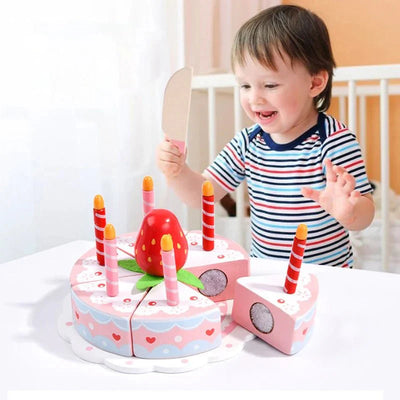 Gâteau d'anniversaire Princesse en bois, jouet de gâteau alimentaire, jeu d'imitation pour enfants