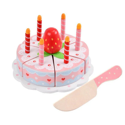 Wooden Princess Birthday Cake Toy Play Food Cake Toy Pretend Play for Kids