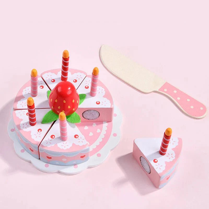 Wooden Princess Birthday Cake Toy Play Food Cake Toy Pretend Play for Kids