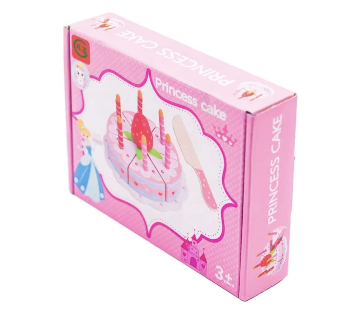 Wooden Princess Birthday Cake Toy Play Food Cake Toy Pretend Play for Kids