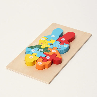 Fidtoy Juego de Rompecabezas de Madera de Animales para Niños Pequeños – Juguete de Rompecabezas de 4 Piezas para Niños con Formas a Juego