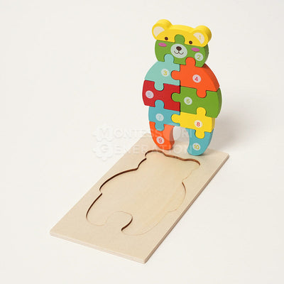 Fidtoy Juego de Rompecabezas de Madera de Animales para Niños Pequeños – Juguete de Rompecabezas de 4 Piezas para Niños con Formas a Juego