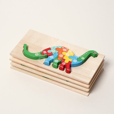 Fidtoy Juego de Rompecabezas de Madera de Animales para Niños Pequeños – Juguete de Rompecabezas de 4 Piezas para Niños con Formas a Juego