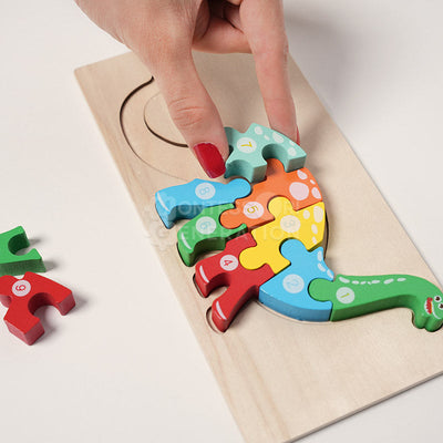 Fidtoy Juego de Rompecabezas de Madera de Animales para Niños Pequeños – Juguete de Rompecabezas de 4 Piezas para Niños con Formas a Juego