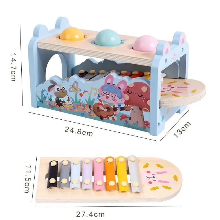 Wooden Rabbit Musical Hammer Ball Toy