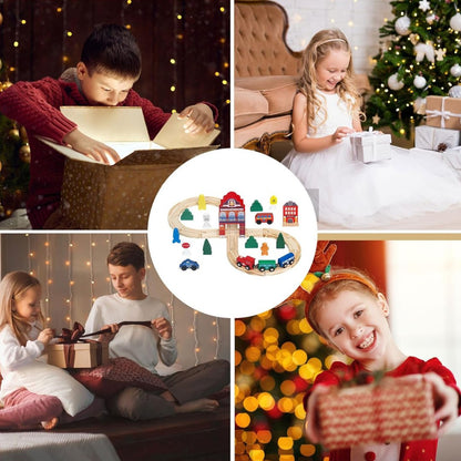 Wooden Railway Train Set, Wooden Railway Track with Train