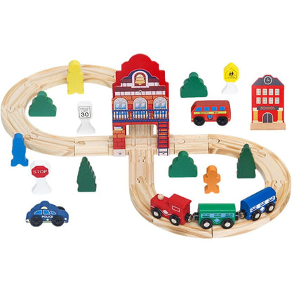 Wooden Railway Train Set, Wooden Railway Track with Train