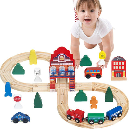 Wooden Railway Train Set, Wooden Railway Track with Train