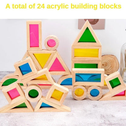 Wooden Rainbow Acrylic Blocks – Montessori Educational Toys
