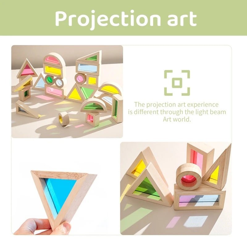 Wooden Rainbow Acrylic Blocks – Montessori Educational Toys