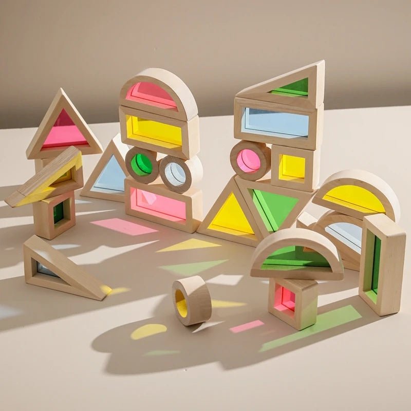 Wooden Rainbow Acrylic Blocks – Montessori Educational Toys