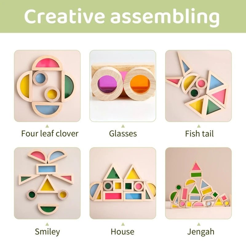 Wooden Rainbow Acrylic Blocks – Montessori Educational Toys