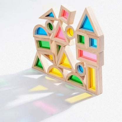 Wooden Rainbow Acrylic Blocks – Montessori Educational Toys
