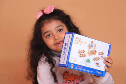 Wooden Reading Blocks Word Cognitive Pairing - Rotating Letter Puzzles For Kids Spelling Game
