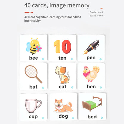 Wooden Reading Blocks Word Cognitive Pairing - Rotating Letter Puzzles For Kids Spelling Game