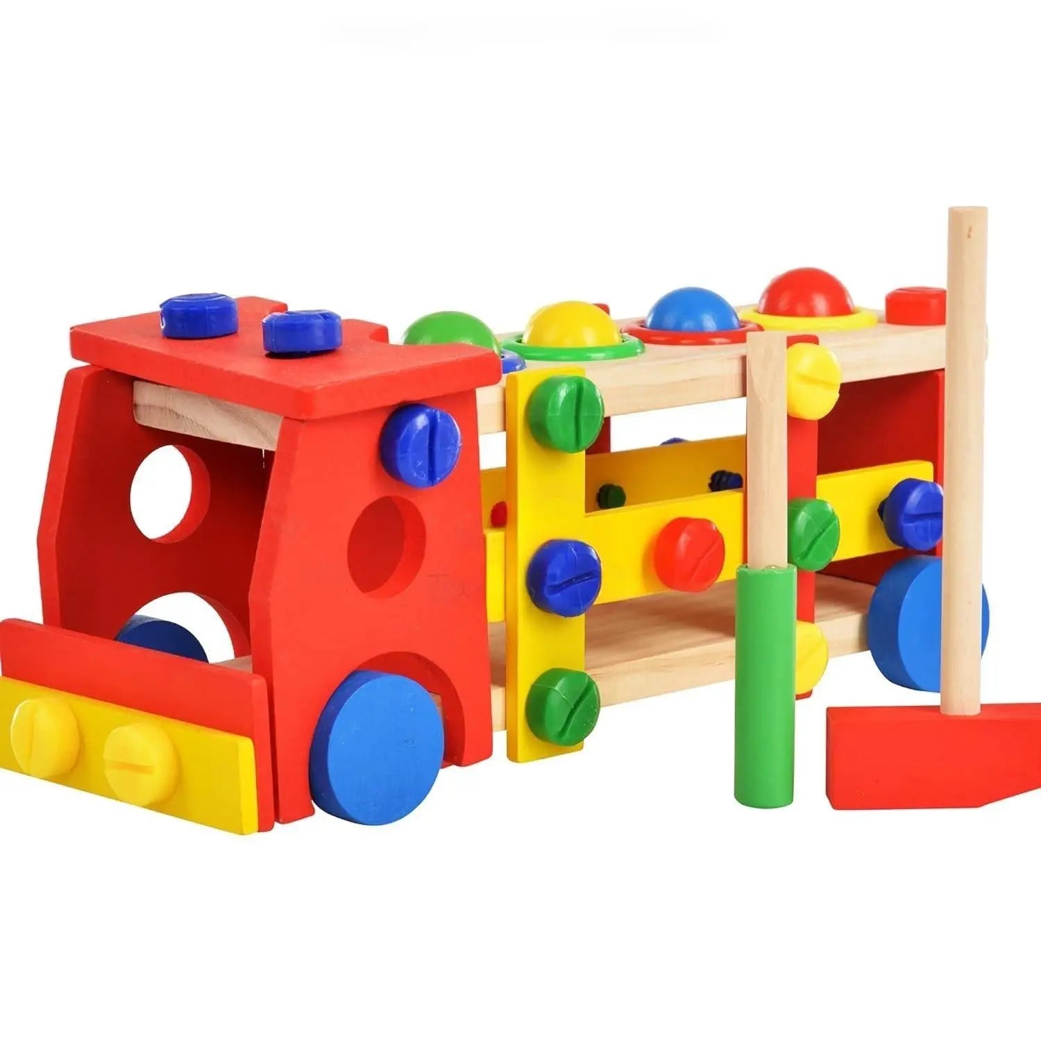 Wooden Screw Car Vehicle Hammer Ball, Trinkets & More - 2 in 1 DIY Screw Car Vehicle Hammer Ball