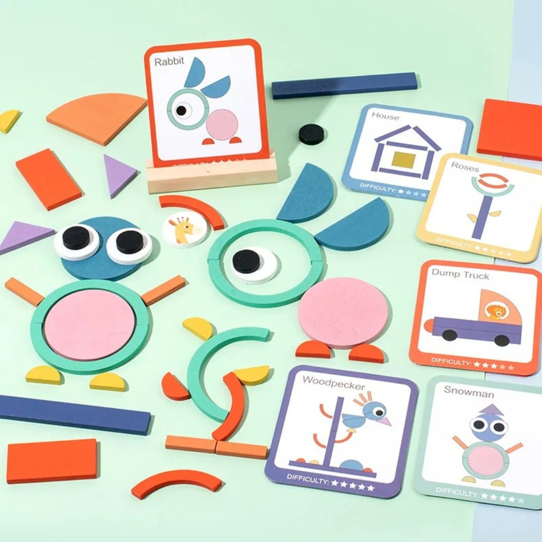 Wooden Shape Puzzles,Wooden Pattern Blocks,Toddlers' Early Learning Educational Toys,Montessori Preschool Education Toy,Tangram Shape Puzzle