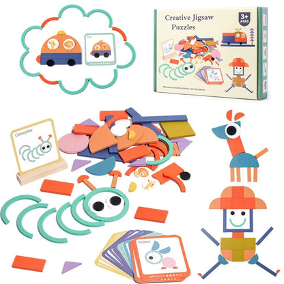 Wooden Shape Puzzles,Wooden Pattern Blocks,Toddlers' Early Learning Educational Toys,Montessori Preschool Education Toy,Tangram Shape Puzzle