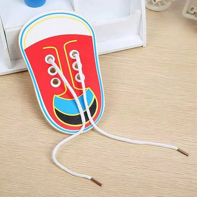 Wooden Shoe Lacing Activity - Practical Life Fine Motor Toy