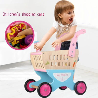 Chariot de courses en bois | Chariot de courses pour enfants