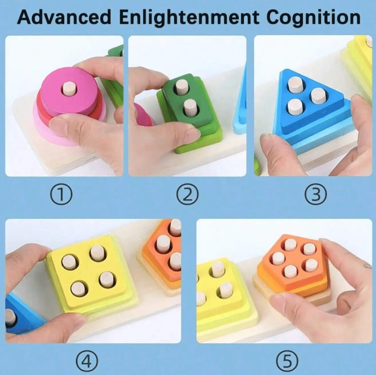 Wooden Sorting And Stacking Toys, Shapes stacker, Color Recognition Shape Sorting Gifts