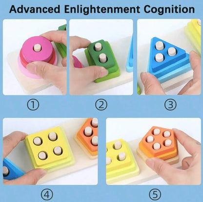 Wooden Sorting And Stacking Toys, Shapes stacker, Color Recognition Shape Sorting Gifts
