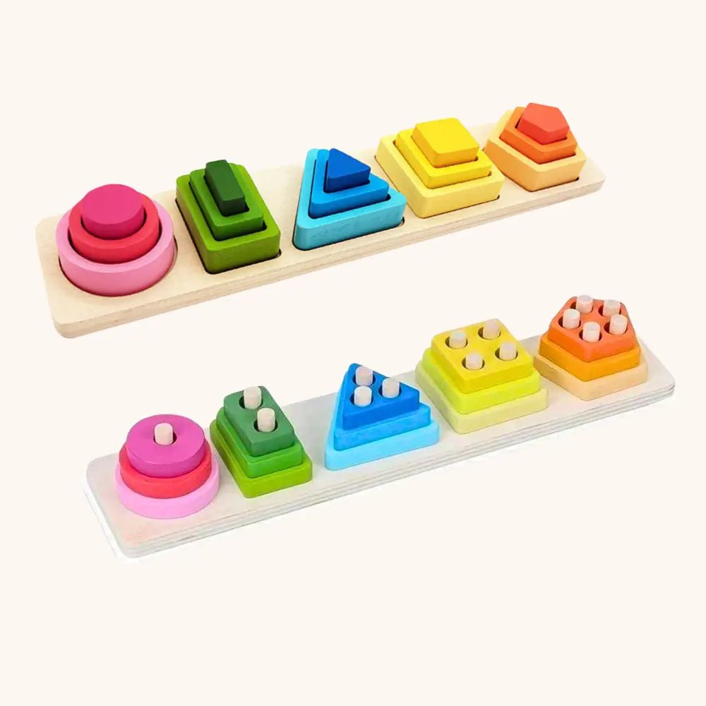 Wooden Sorting And Stacking Toys, Shapes stacker, Color Recognition Shape Sorting Gifts