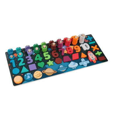 Juguetes educativos de madera del sistema solar espacial, juegos de mesa educativos, pesca, bloques de construcción de formas digitales