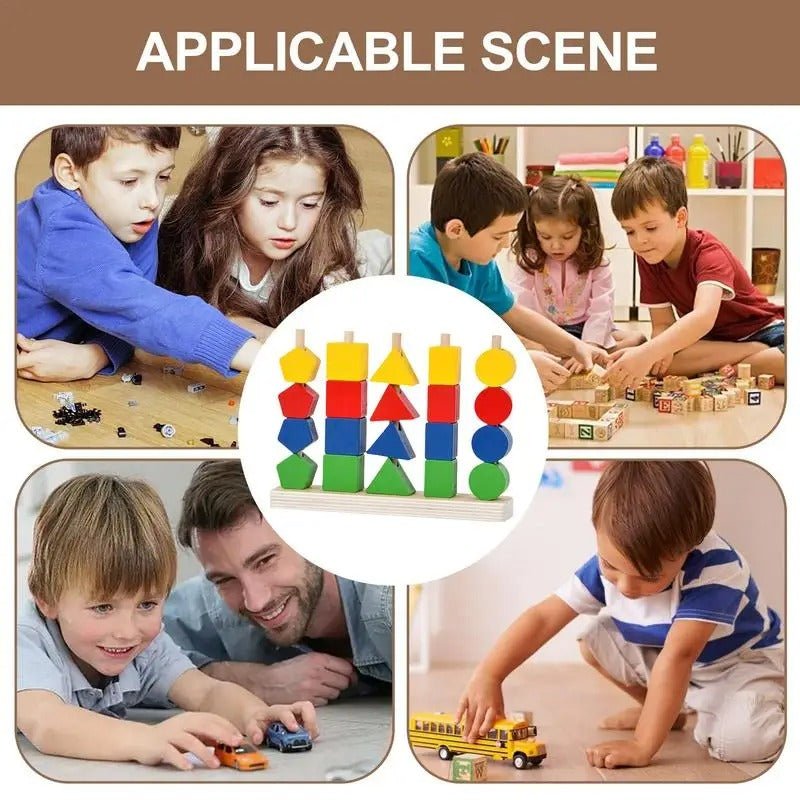 Wooden 5 Pillar Sorter with Lacing Stacking Toy Educational Beads Fine Motor Skills