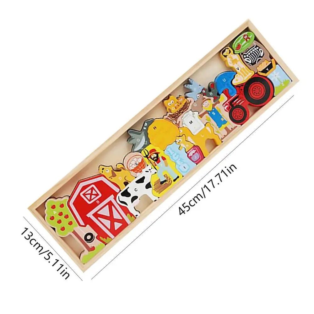 Wooden Stacking Toys Animals Blocks and Puzzles Toddlers Montessori Educational