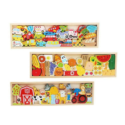 Wooden Stacking Toys Animals Blocks and Puzzles Toddlers Montessori Educational