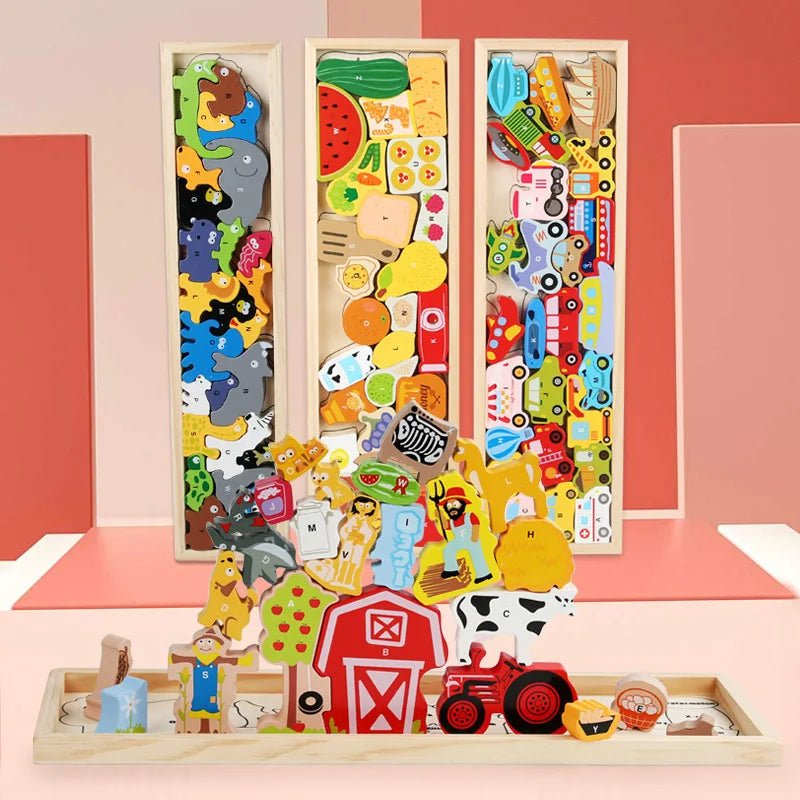Wooden Stacking Toys Animals Blocks and Puzzles Toddlers Montessori Educational