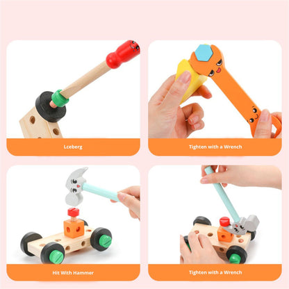 Wooden Tool Box, Montessori Educational STEM Toys, Construction Learning Toys for 3+ Years Kids, Set of 53 pcs, Child Safe Certified, Multi color