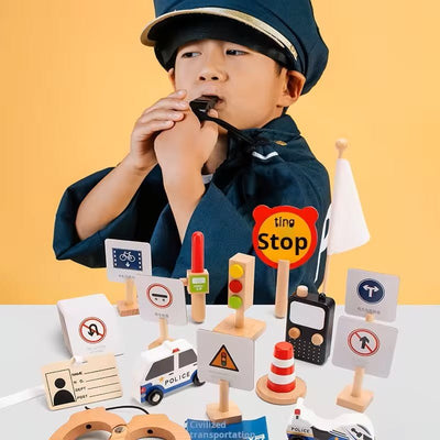 Set de police de la circulation en bois - MyLittleTales