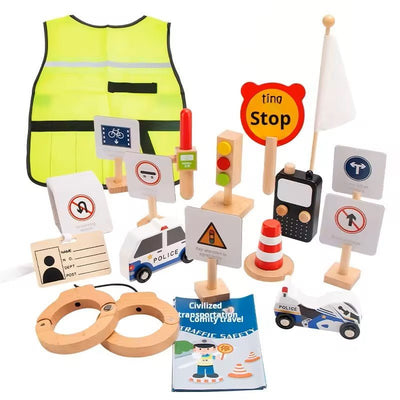 Set de police de la circulation en bois - MyLittleTales