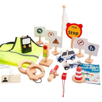 Set de police de la circulation en bois - MyLittleTales