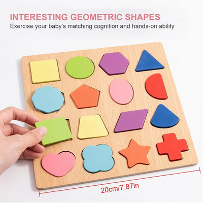 Fidtoy Wooden Geometric Shape Puzzle Board for Toddlers