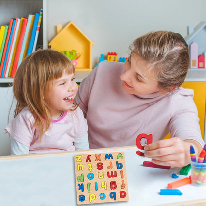 Wooden 3D Alphabet, Numbers & Shapes Learning Puzzle - no knob - Board