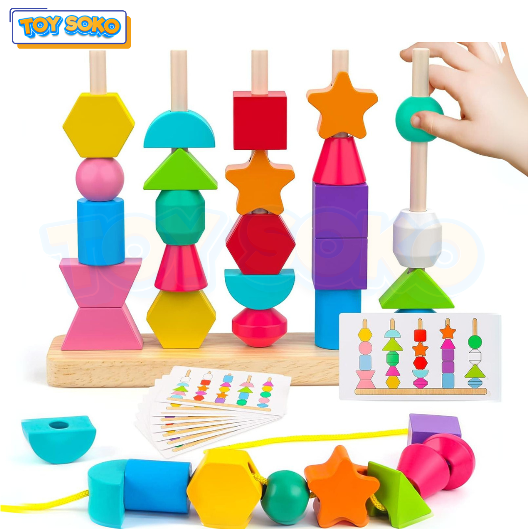 Wooden Blocks and Beads – Learning Toys for 3 Year Olds