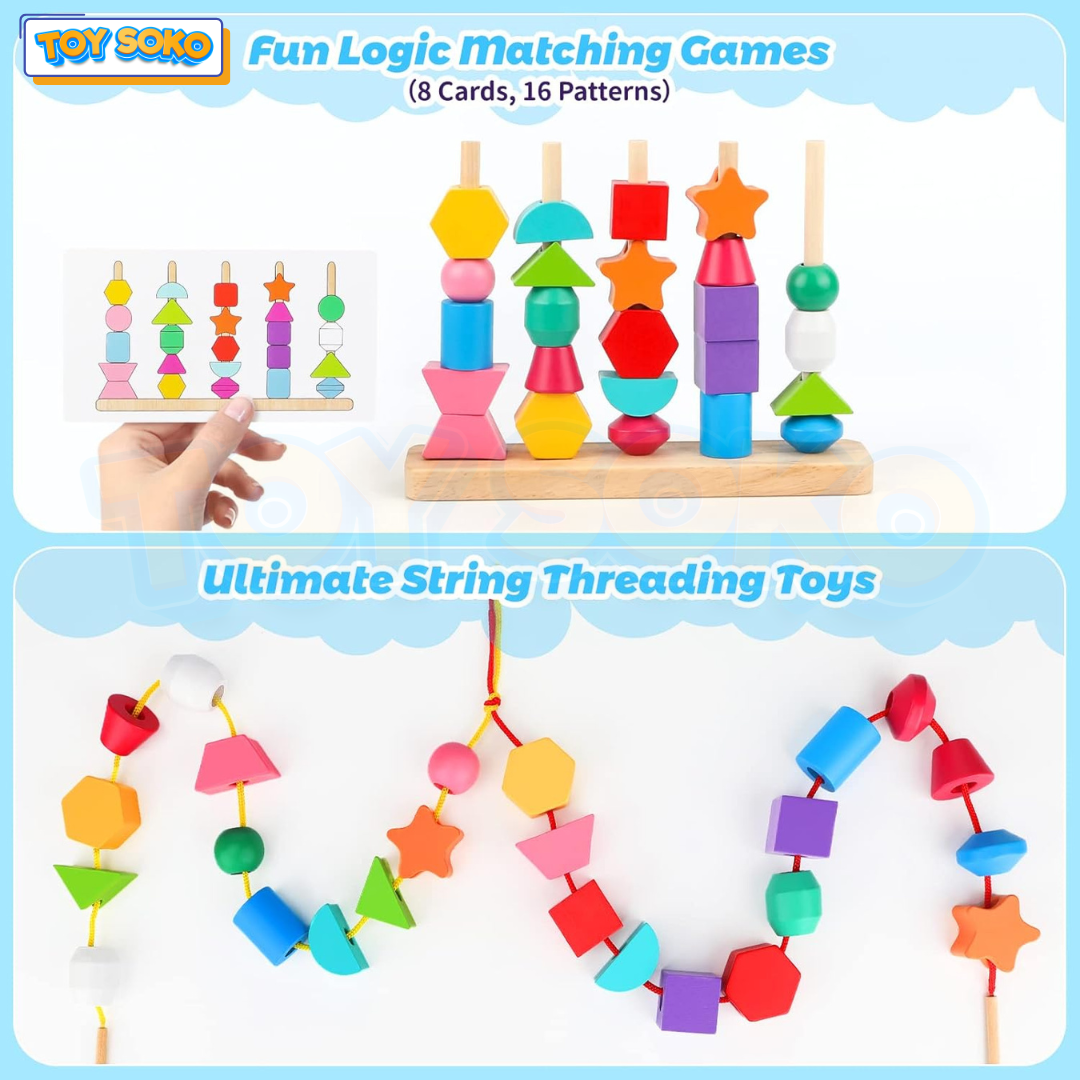 Wooden Blocks and Beads – Learning Toys for 3 Year Olds