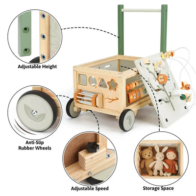 Fidtoy Adjustable Push Walker with Interactive Activity Cube