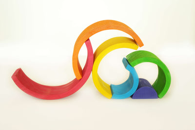 Fidtoy Apilador Arcoíris de Madera para Niños Pequeños con 6 Arcos