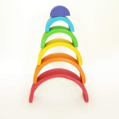 Fidtoy Apilador Arcoíris de Madera para Niños Pequeños con 6 Arcos