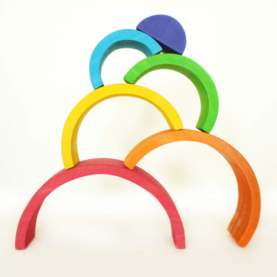 Fidtoy Apilador Arcoíris de Madera para Niños Pequeños con 6 Arcos