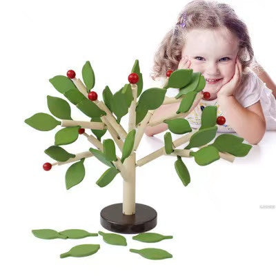 Montessori Inserting Leaves 3D Tree Blocks - Montessori Educational Toys