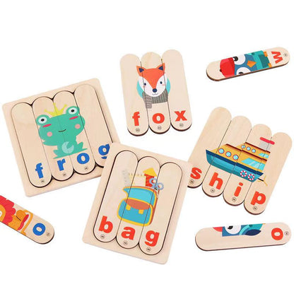 Wooden Spelling Picture Puzzle -  Best alphabet learning toys