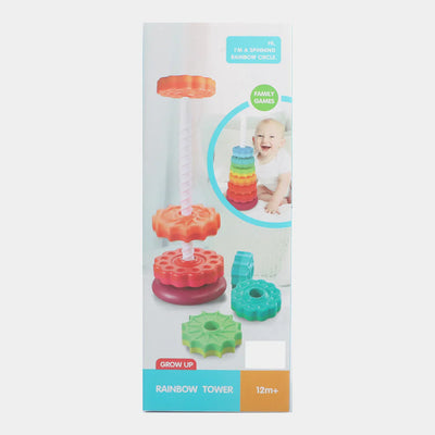 Fidtoy Rainbow Spinning Stacking Tower Toy – Sensory Learning Toy for Toddlers 1+